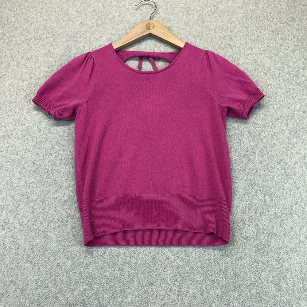 NWT Treasure & Bond Girls L 10/12 Pink Berry Puff-Sleeve Knit Sweater Top